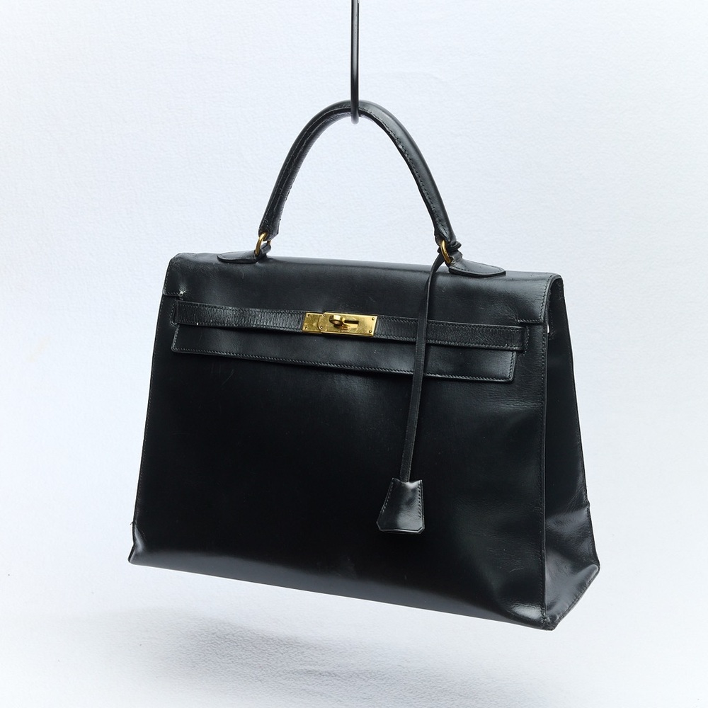 Hermes Kelly Black Leather Handbag